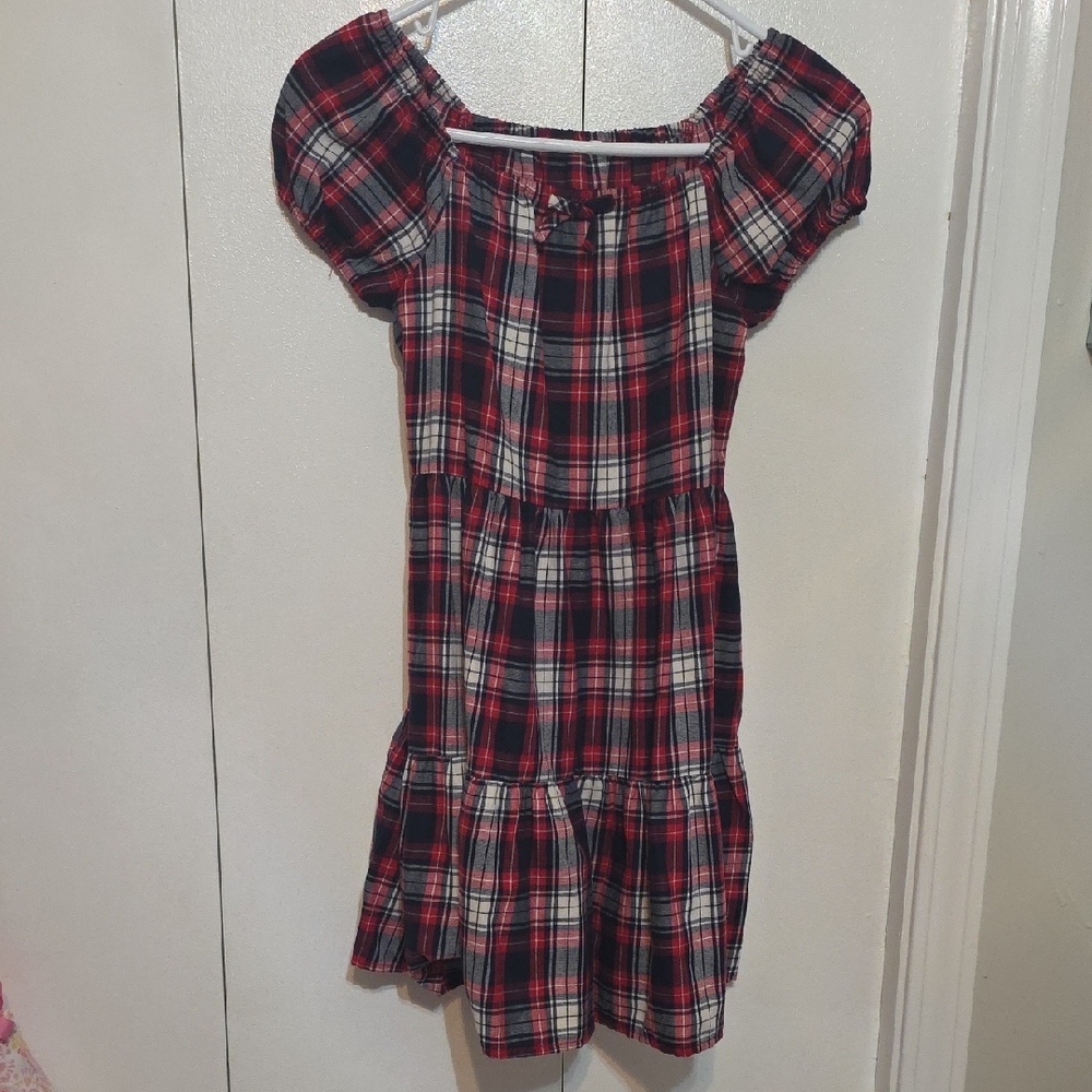 The Children's Place Red and Navy Plaid Dress